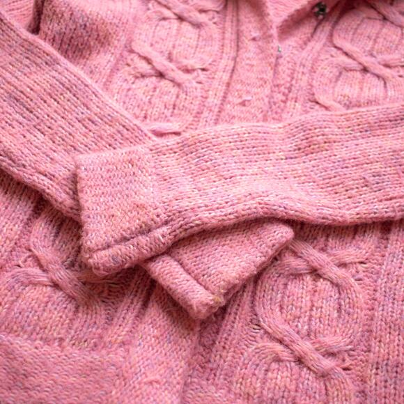 Mudd Pink Cable-Knit Cowl Neck Cardigan Size Medium - Picture 4 of 5